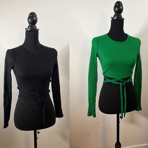 NWOT ZARA Crop tied long sleeve tops